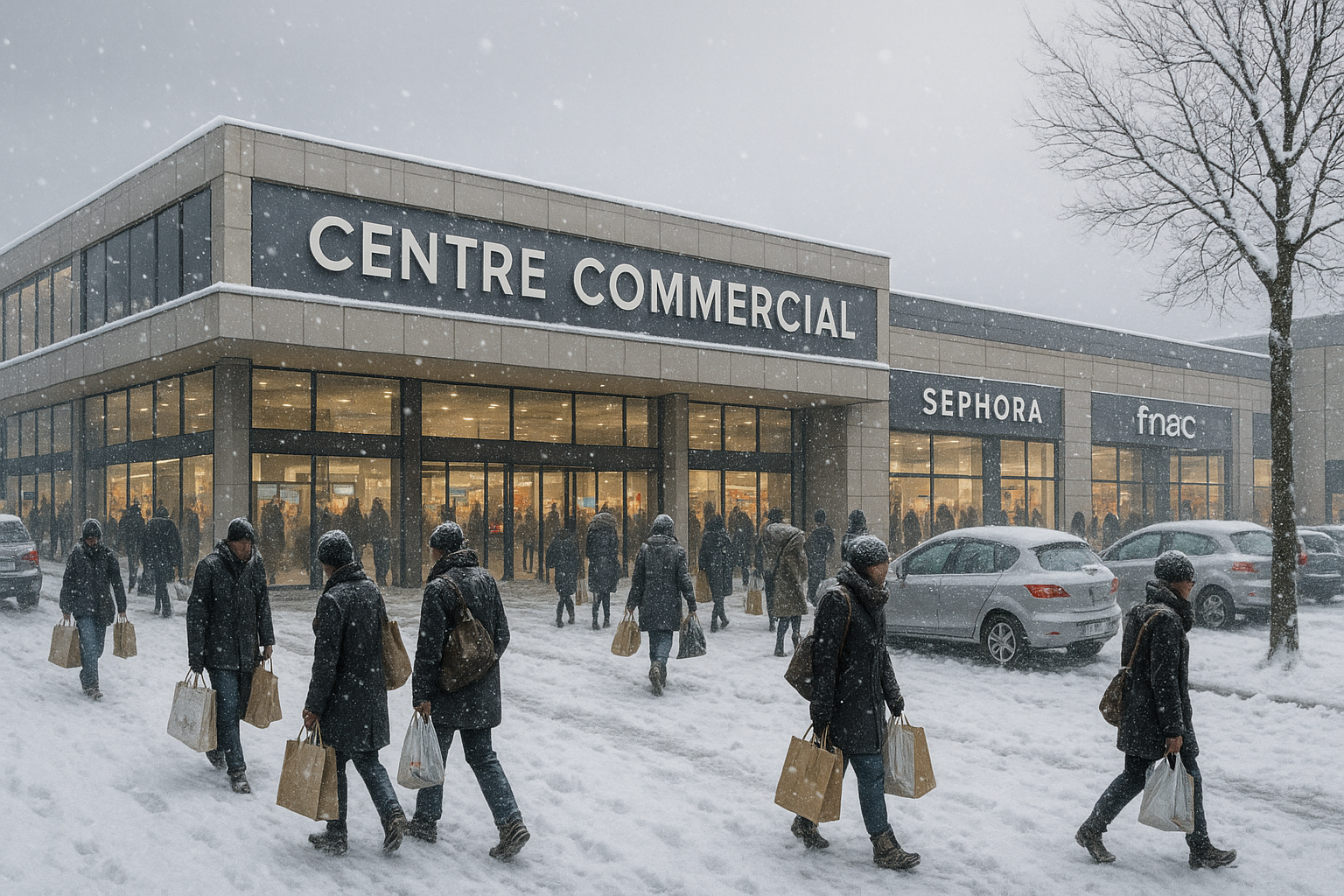 centre commercial en hiver